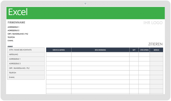 Wie erstellt man eine excel tabelle preisliste - Deutschland