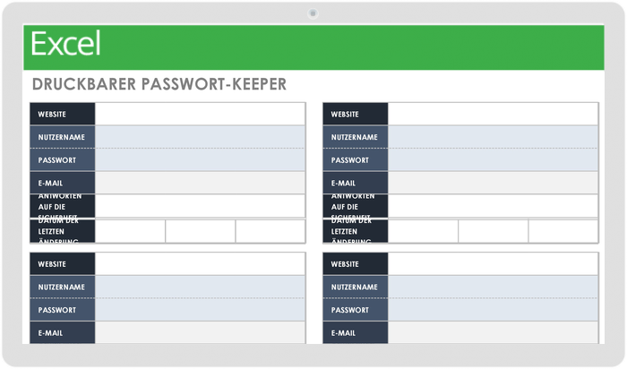  Druckbare Vorlage für die Passwortverwaltung
