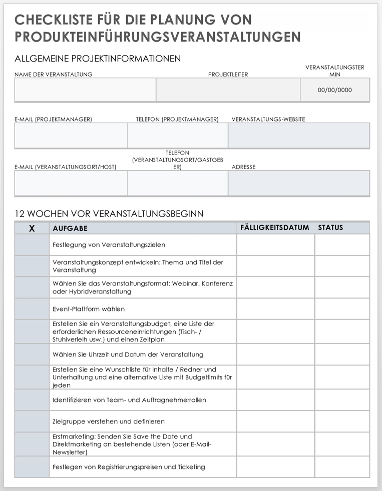 Product Launch Event Planning Checklist 49495 - DE