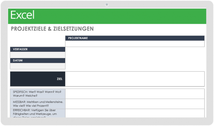  Vorlage für Projektziele und -ziele