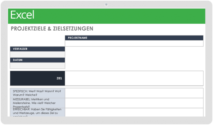 Vorlage für Projektziele und -ziele