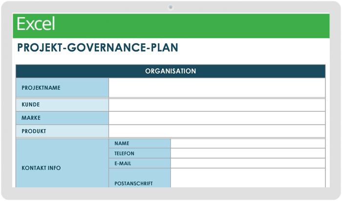 Vorlage für einen Projekt-Governance-Plan