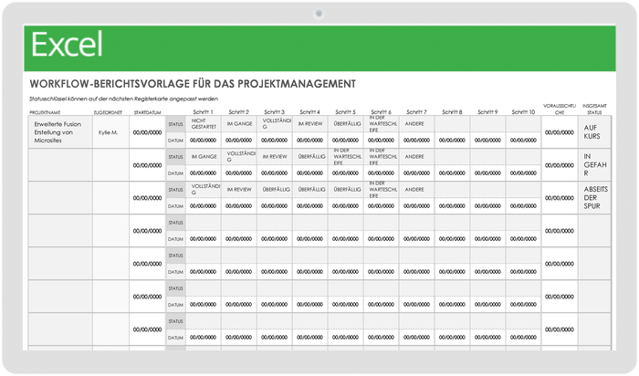 Projektmanagement-Workflow-Berichtsvorlage