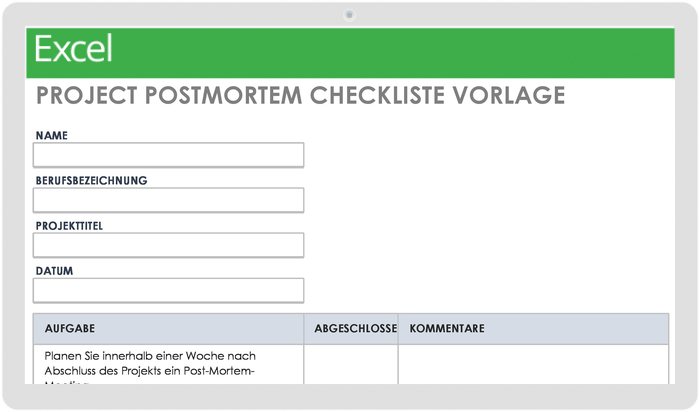 Projekt-Postmortem-Checklistenvorlage
