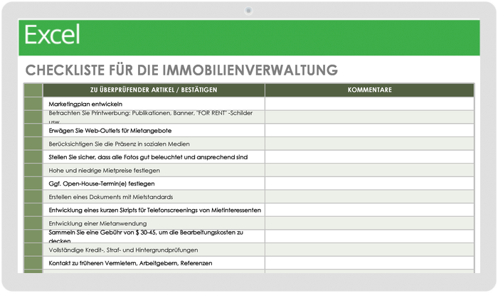  Checklistenvorlage für die Immobilienverwaltung