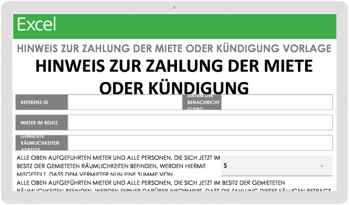  Vorlage für die Kündigungsmitteilung der Hausverwaltung zur Zahlung der Miete oder Kündigung