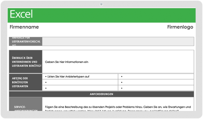 RFP-Lieferantenvorlage