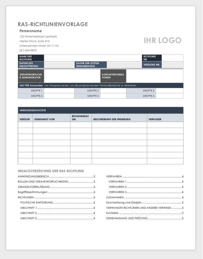 Remote Access Policy Template-German