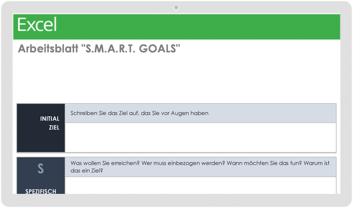 Arbeitsblattvorlage für SMART-Ziele