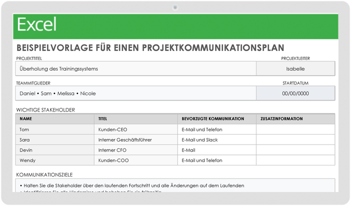 Sample Project Communication Plan 49503 - DE