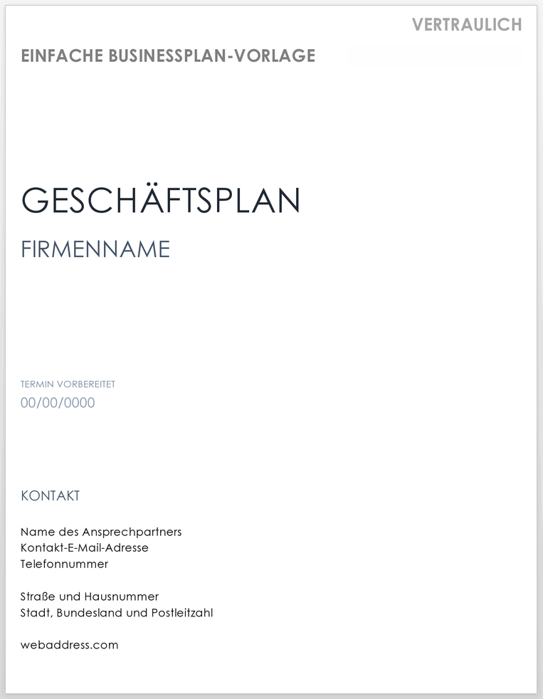 business plan template deutsch