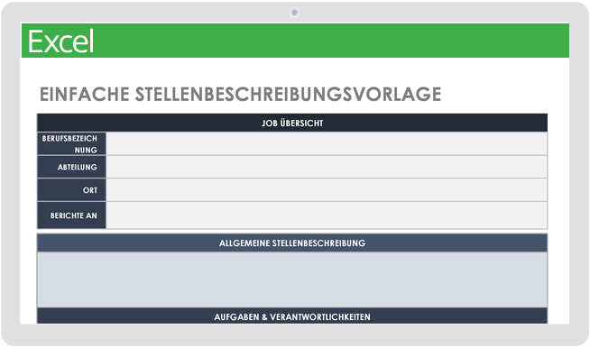 Einfache Vorlage für die Stellenbeschreibung