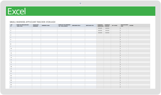 Bewerber-Tracker-Vorlage für kleine Unternehmen