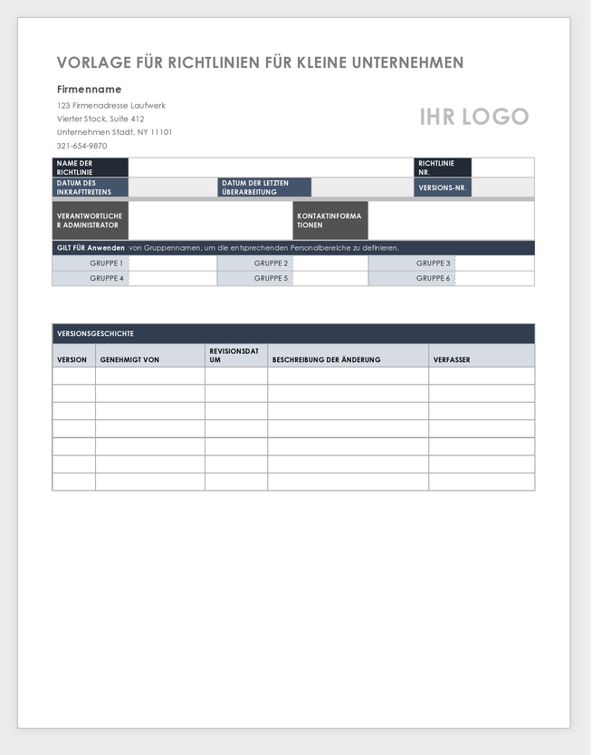 Small Business Policy Template-German