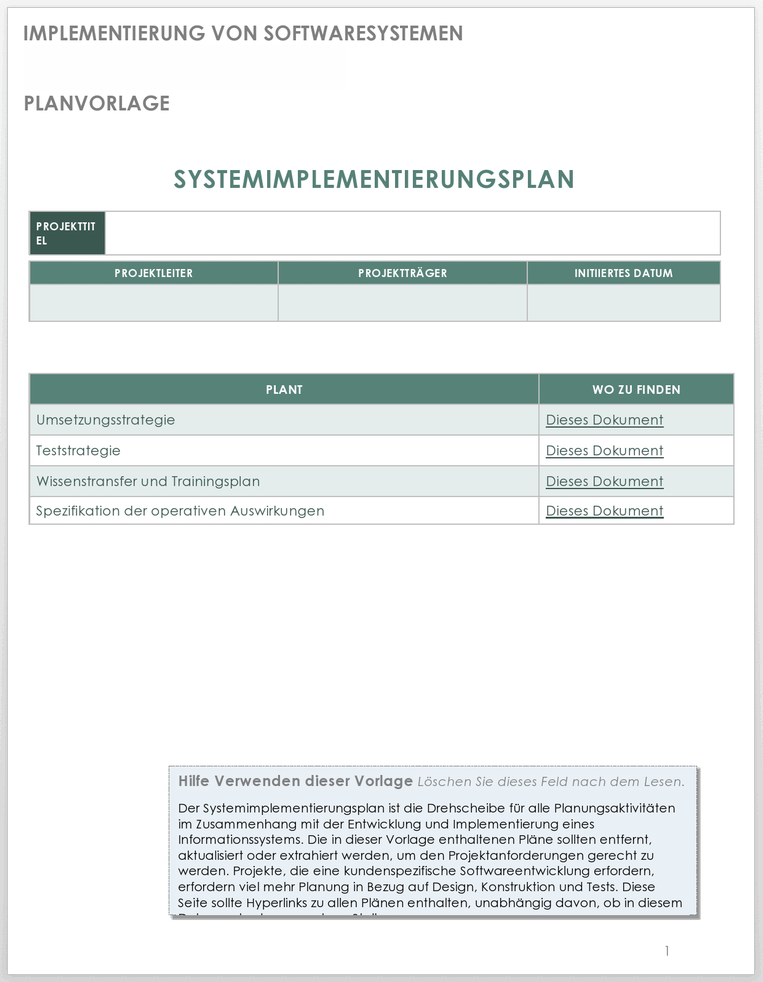 Software Systems Implementation Plan - DE