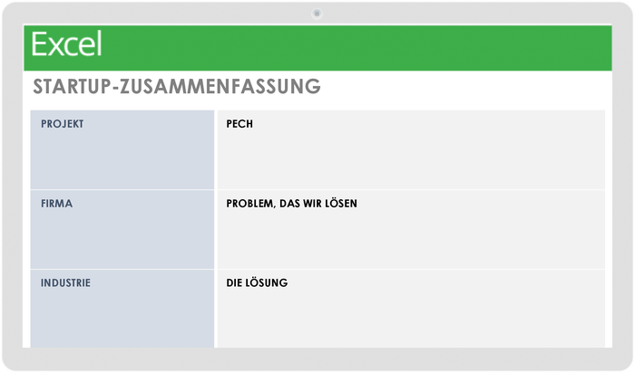Vorlage für die Zusammenfassung der Startup-Executive