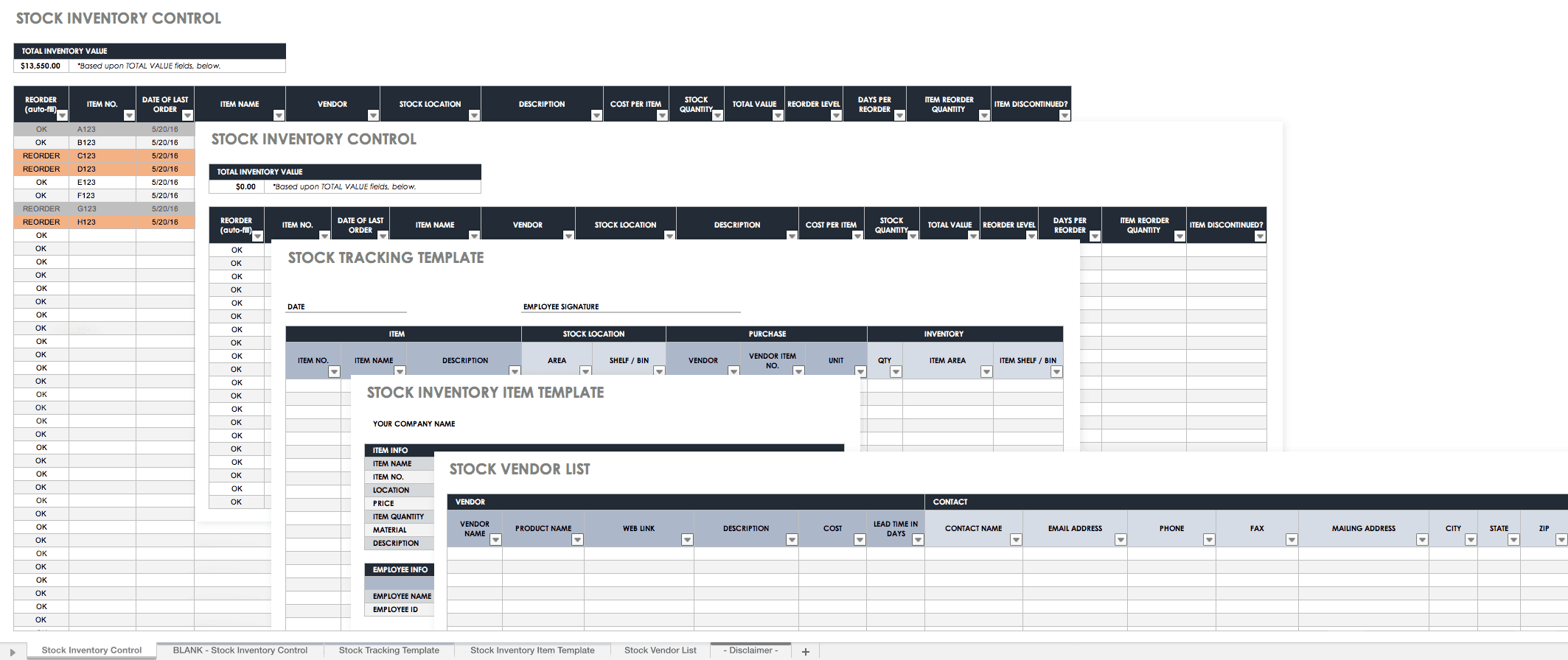 Stock Inventory Control Template