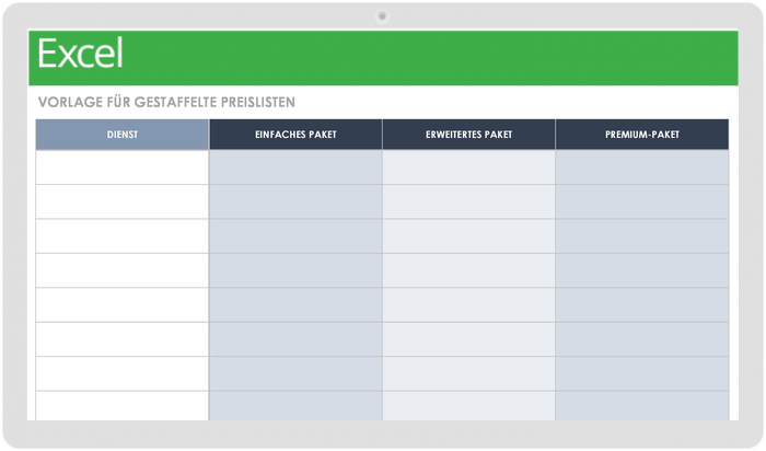  Gestaffelte Preislistenvorlage