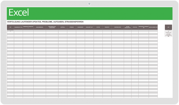 Vorlage für Aufgaben zur Verfolgung laufender Problemaktualisierungen