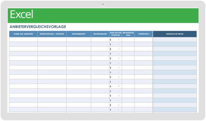  Anbietervergleichsvorlage