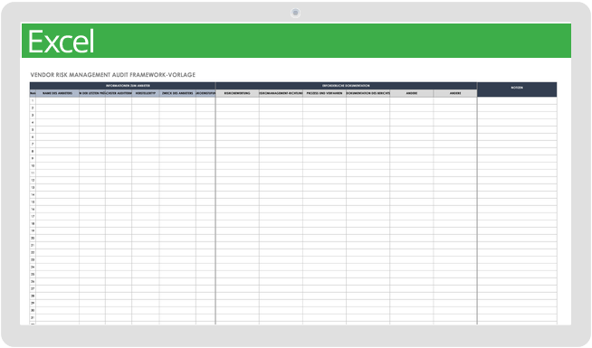 Rahmenvorlage für das Lieferantenrisikomanagement-Audit