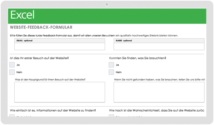Website-Feedback-Formularvorlage