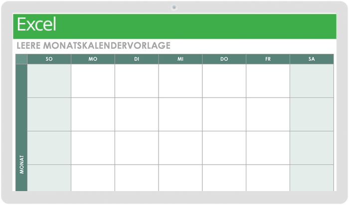 Arbeit-persönliche Planung leere monatliche Kalendervorlage