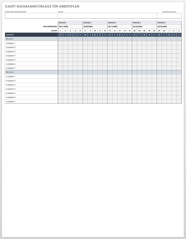 Work Schedule Gantt Chart 49489 - DE