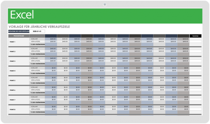  Vorlage für jährliche Verkaufsziele