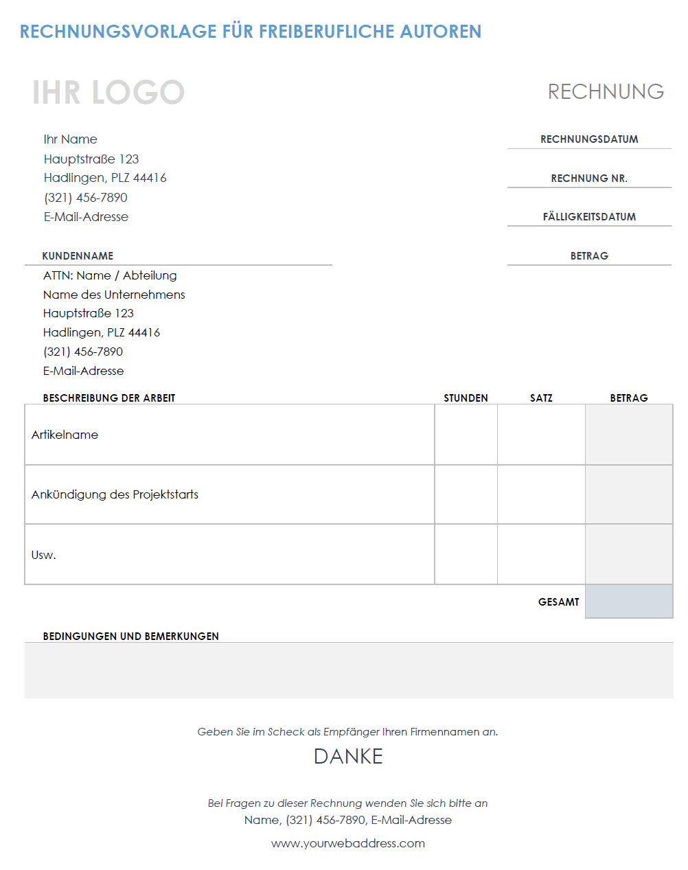 Kostenlose MS Word-Rechnungsvorlagen | Smartsheet