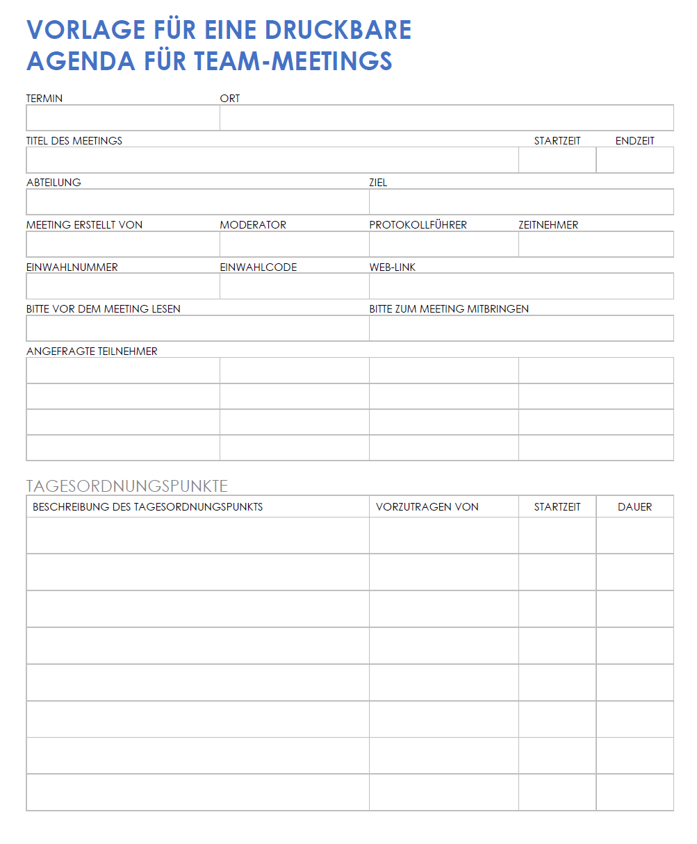 Kostenlose Vorlagen für Team-Meetings | Smartsheet
