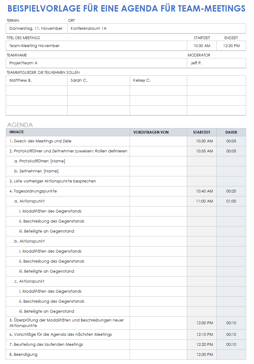 Kostenlose Vorlagen für Team-Meetings | Smartsheet