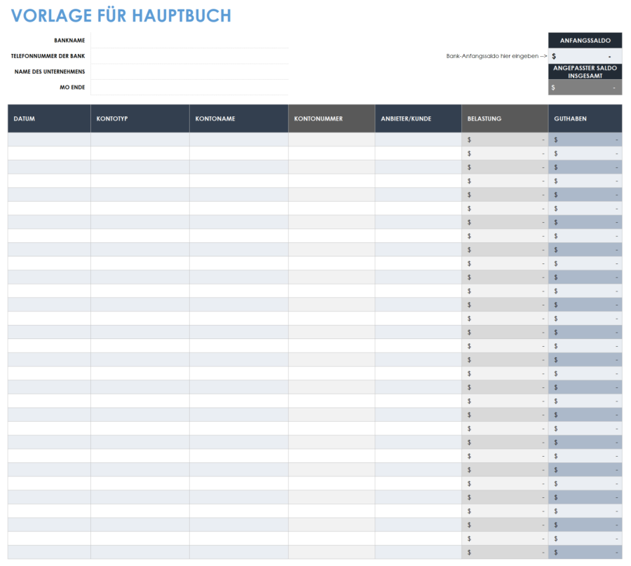 Kostenlose Vorlagen Für Hauptbücher | Smartsheet