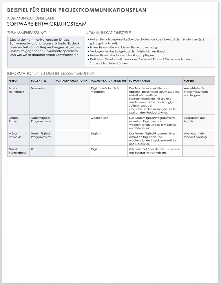 Kostenlose Vorlagen Für Die Projektkommunikation | Smartsheet