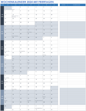  Wochenkalender 2024 mit Vorlage für US-Feiertage